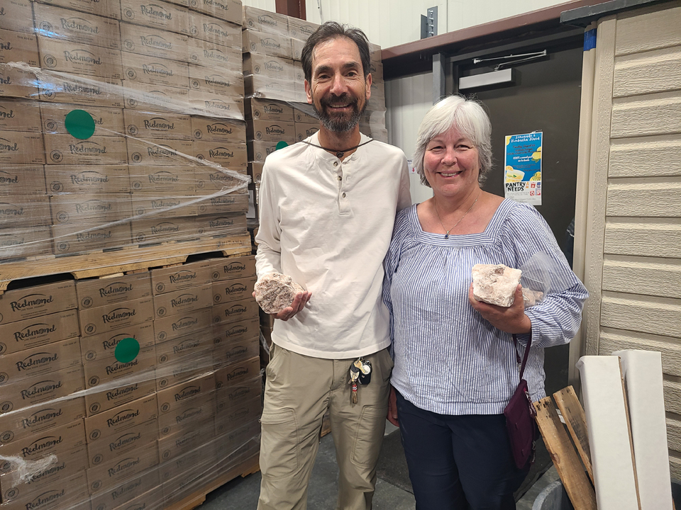 John and Donna Brett with their complementary Salt Rocks.